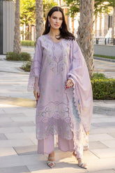 SUMMER-3PC LAWN EMBROIDERED SHIRT WITH MONARK PRINT DUPATTA AND TROUSER-3706
