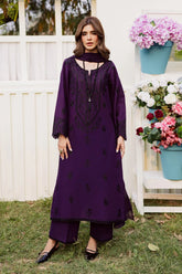WINTER-3PC DHANAK EMBROIDERED SHIRT WITH CHIFFON EMBROIDERED DUPATTA AND EMB TROUSER -5170