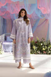 SUMMER-3PC LAWN CHIKAN EMBROIDERED SHIRT WITH CHIFFON EMBROIDERED PRINTED DUPATTA AND EMB TROUSER-4613