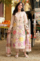 WINTER-3PC DHANAK EMBROIDERED SHIRT WITH WOOL DIGITAL PRINT SHAWL AND TROUSER-5093