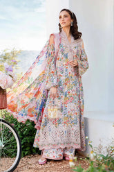 SUMMER-3PC LAWN PRINTED EMB SHIRT WITH CHIFFON PRINT DUPATTA AND PRINT TROUSER-2503