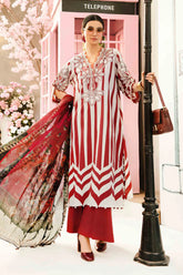 SUMMER-3PC LAWN EMBROIDERED PRINTED SHIRT WITH CHIFFON PRINT DUPATTA AND PRINT TROUSER-2526