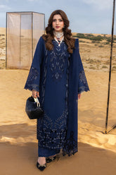 SUMMER-3PC LAWN LASERCUTWORK EMBROIDERED SHIRT WITH KHAADI NET EMBROIDERED DUPATTA AND TROUSER-4773