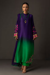 WINTER-3PC SHAMOZE SILK TYE&DYE EMB SHIRT WITH SOFT SILK PRINTED DUPATTA & TROUSER -9003