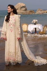 SUMMER-3PC LAWN CHIKANKARI EMBROIDERED SHIRT WITH KHADDI NET EMB DUPATTA AND TROUSER-4663