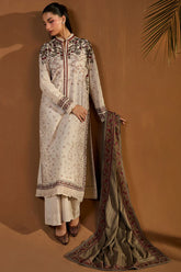 WINTER-3PC DHANAK EMBROIDERED SHIRT WITH DHANAK EMBROIDERED SHAWL AND TROUSER-4424