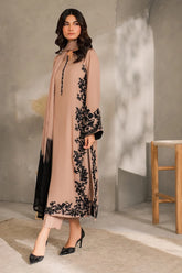 WINTER-3PC DHANAK EMBROIDERED SHIRT WITH CHIFFON TYE&DYE DUPATTA AND TROUSER-5006