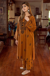 WINTER-2PC DHANAK EMBROIDERED SHIRT WITH EMBROIDERED TROUSER-15028