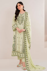 WINTER-3PC DHANAK EMBROIDERED SHIRT WITH DHANAK EMBROIDERED SHAWL AND TROUSER-4167