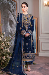 WINTER-3PC VELVET EMBROIDERED SHIRT WITH CHIFFON EMBROIDERED DUPATTA & TROUSER-4311