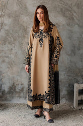 WINTER-3PC DHANAK EMBROIDERED SHIRT WITH CHIFFON TYE&DYE DUPATTA AND TROUSER-5287