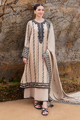 WINTER-3PC DHANAK EMBROIDERED SHIRT WITH DHANAK EMBROIDERED SHAWL AND TROUSER-4337