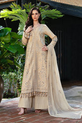 SUMMER-3PC LAWN EMBROIDERED SHIRT WITH KHAADI NET EMBROIDERED DUPATTA AND TROUSER -4658