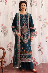 SUMMER-3PC LAWN LASERWORK EMBROIDERED SHIRT WITH KHAADI NET EMBROIDERED DUPATTA AND TROUSER-4689