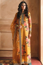 WINTER-3PC SHAMOZE SILK PRINTED EMBROIDERED SHIRT WITH SOFT SILK PRINTED EMB DUPATTA & EMB TROUSER-1726