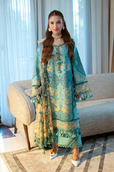 SUMMER-3PC LAWN CHIKANKAARI EMBROIDERED SHIRT WITH CHIFFON PRINTED DUPATTA AND TROUSER-4788