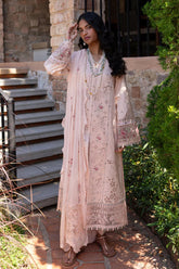 SUMMER-3PC LAWN CHIKANKAARI EMBROIDERED SHIRT WITH KHAADI NET EMBROIDERED DUPATTA AND TROUSER-4660