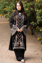 WINTER-3PC DHANAK EMBROIDERED SHIRT WITH DHANAK EMBROIDERED SHAWL & TROUSER-4346