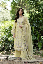 WINTER-3PC DHANAK EMBROIDERED SHIRT WITH WOOL PRINTED EMB SHAWL AND TROUSE-5085