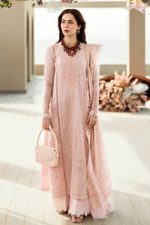 SUMMER-3PC LAWN CHIKAANKARI EMBROIDERED SHIRT WITH KHAADI NET EMBROIDERED DUPATTA AND TROUSER -4727