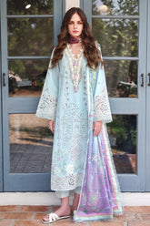 WINTER-3PC DHANAK CHIKAN EMBROIDERED SHIRT WITH COUTRAI PRINTED SHAWL AND TROUSER-5082