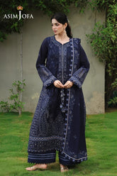 BrandsInn-3PC DHANAK EMBROIDERED SHIRT WITH DHANAK EMBROIDERED SHAWL AND EMB TROUSER-5183