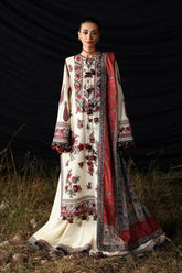 WINTER-3PC KARANDI EMBROIDERED SHIRT WITH WOOL PRINTED SHAWL AND EMB TROUSER-5186