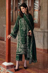 WINTER-3PC DHANAK EMBROIDERED SHIRT WITH DHANAK EMBROIDERED SHAWL AND EMB TROUSER-5044