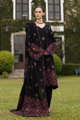 WINTER-3PC KARANDI EMBROIDERED SHIRT WITH KARANDI EMBROIDERED SHAWL AND TROUSER-4398