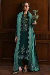 WINTER-3PC KARANDI EMBROIDERED SHIRT WITH DHANAK EMBROIDERED SHAWL AND TROUSER-4332