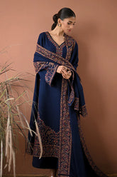WINTER-3PC DHANAK EMBROIDERED SHIRT WITH DHANAK EMBROIDERED SHAWL AND TROUSER-4358