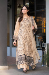 WINTER-3PC DHANAK EMBROIDERED SHIRT WITH CHIFFON EMBROIDERED DUPATTA AND TROUSER-4035