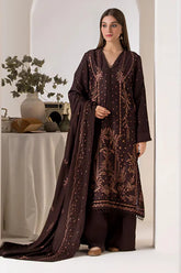 WINTER- 3PC DHANAK EMBROIDERED SHIRT WITH DHANAK EMBROIDERED SHAWL AND TROUSER-3424