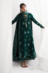 WINTER-3PC DHANAK EMBROIDERED SHIRT WITH DHANAK EMBROIDERED SHAWL & TROUSER-4318