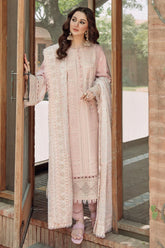 SUMMER-3PC LAWN CHIKANKARI EMBROIDERED SHIRT WITH KHADDI NET EMB DUPATTA AND TROUSER -4552