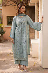 SUMMER-3PC LAWN EMBROIDERED SHIRT WITH KHADDI NET EMB DUPATTA AND TROUSER-4750