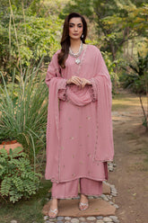 SUMMER-3PC LAWN EMBROIDERED SHIRT WITH CHIFFON EMBROIDERED DUPATTA AND TROUSER-4755