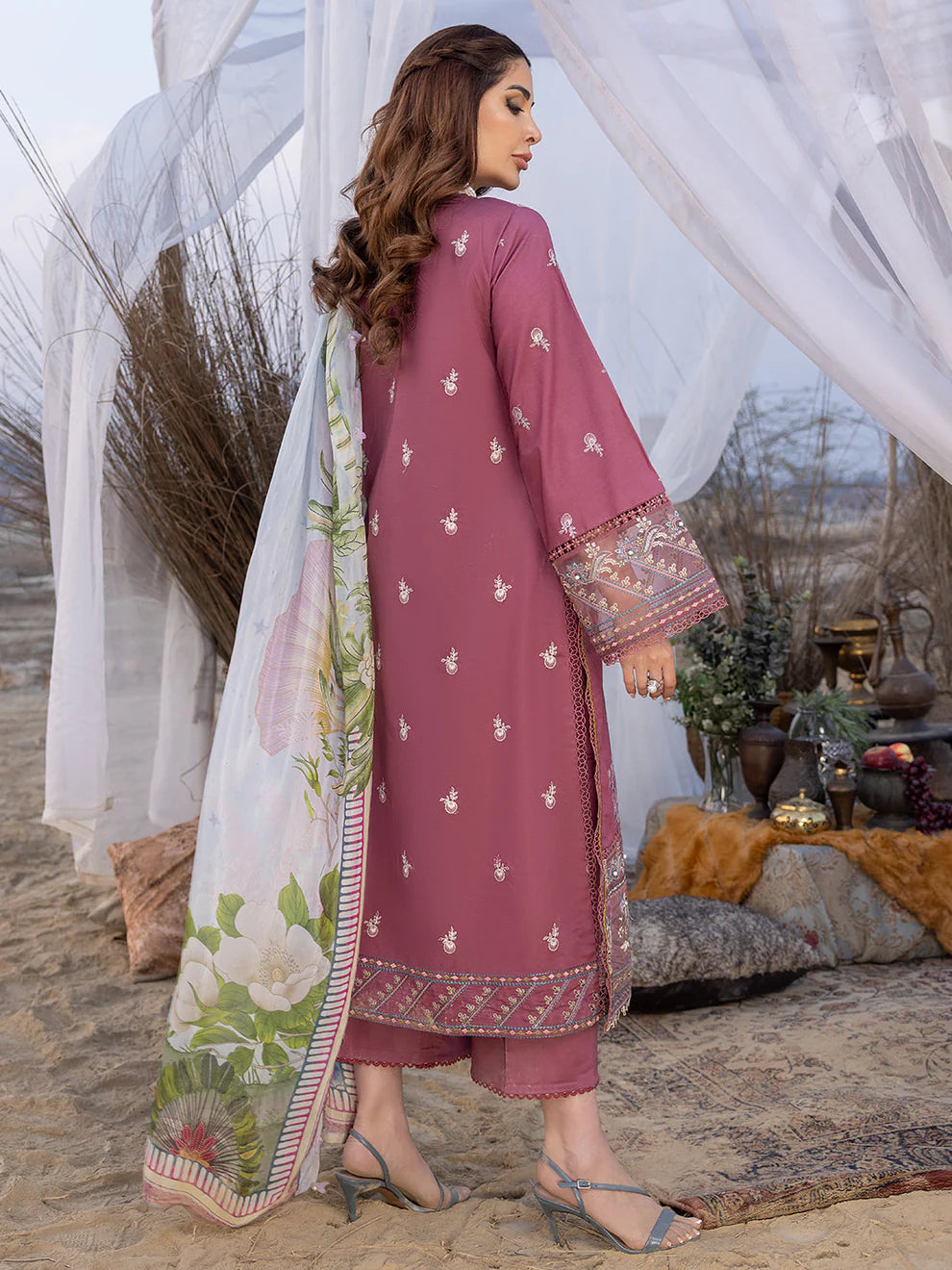 WINTER- 3PC DHANAK EMBROIDERED SHIRT WITH COUTURE SHAWAL AND TROUSER-3152