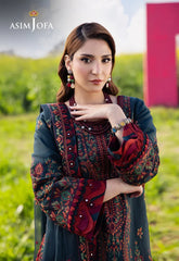 WINTER-3PC DHANAK EMBROIDERED SHIRT WITH DHANAK EMBROIDERED SHAWL AND TROUSER-5123