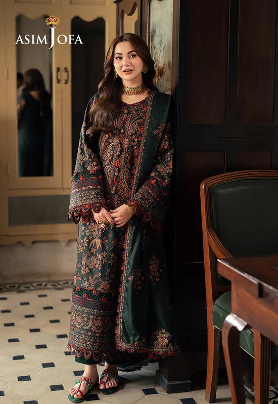 WINTER-3PC DHANAK EMBROIDERED SHIRT WITH DHANAK EMBROIDERED SHAWL AND TROUSER-5206