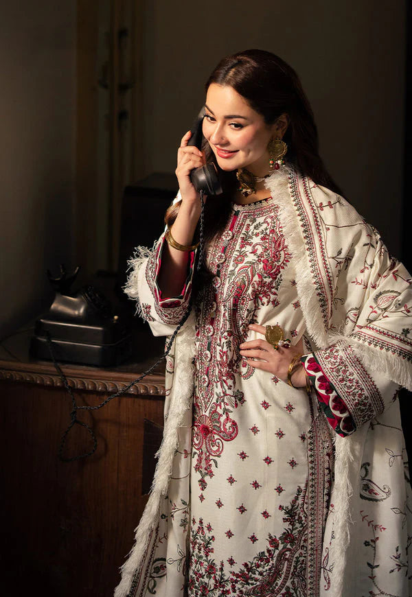 WINTER-3PC DHANAK SEQUENCE EMBROIDERED SHIRT WITH DHANAK EMBROIDERED SHAWL & DHANAK TOUSER-4060