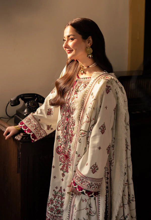 WINTER-3PC DHANAK SEQUENCE EMBROIDERED SHIRT WITH DHANAK EMBROIDERED SHAWL & DHANAK TOUSER-4060