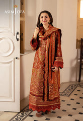 WINTER-3PC DHANAK SEQUINS EMBROIDERED SHIRT WITH DHANAK EMBROIDERED SHAWL AND TROUSER -5010