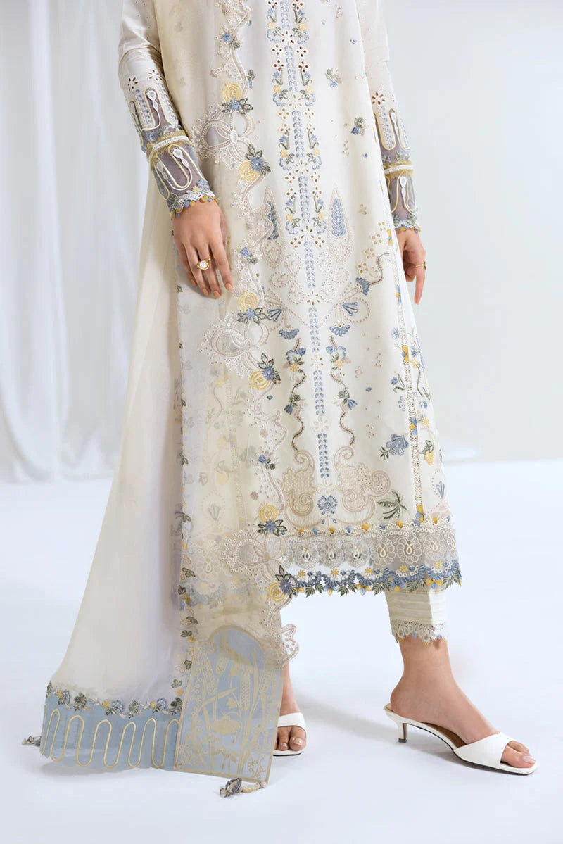SUMMER- 3PC LAWN EMBROIDERED SHIRT WITH NET EMBROIDERED DUPATTA AND TROUSER -3801