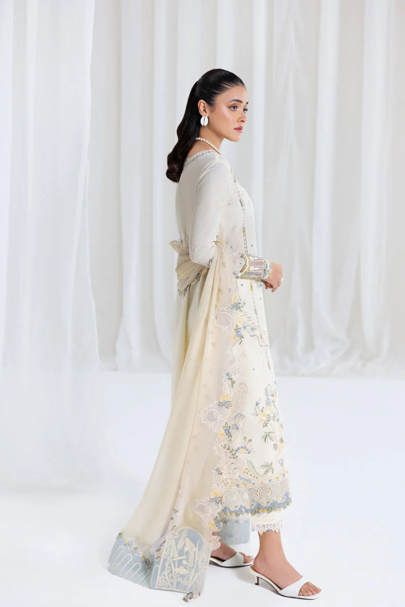 SUMMER- 3PC LAWN EMBROIDERED SHIRT WITH NET EMBROIDERED DUPATTA AND TROUSER -3801
