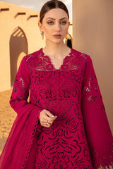 SUMMER-3PC LAWN CHIKANKAARI EMBROIDERED SHIRT WITH KHADDI NET EMBROIDERED DUPATTA AND TROUSER-4647