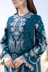 WINTER-3PC DHANAK HEAVY EMBROIDERED SHIRT WITH DHANAK EMB SHAWL AND EMB TROUSER-5137