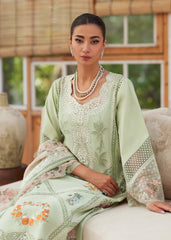 SUMMER-3PC LAWN CHIKAANKARI EMBROIDERED SHIRT WITH CHIFOON PRINTED DUPATTA AND EMB TROUSER-4748