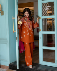WINTER-3PC DHANAK EMBROIDERED SHIRT WITH DHANAK EMBROIDERED SHAWL AND EMB TROUSER-5236