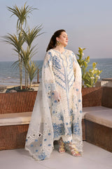 WINTER-3PC DHANAK EMBROIDERED SHIRT WITH ORGANZA EMBROIDERED DUPATTA AND TROUSER-5092